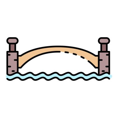 Park köprüsü simgesi rengi dış hat vektörü