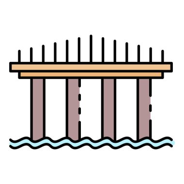 Yüksek köprü simgesi rengi dış hat vektörü