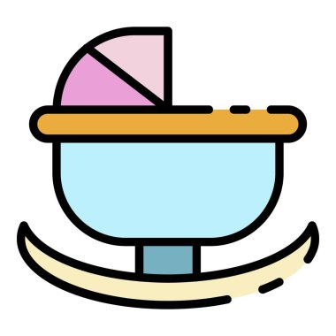 Sallanan bebek arabası simgesi renk ana hatları vektörü