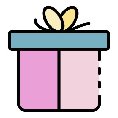 Hediye kutusu simgesi renk ana hatları vektörü