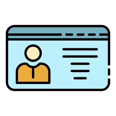 Sürücü ehliyeti simgesi renk ana hatları vektörü