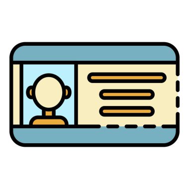 Modern sürücü ehliyeti simgesi renk ana hatları vektörü