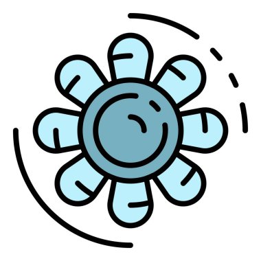 Otomobil motor fan simgesi renk ana hatları vektörü