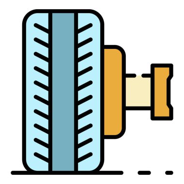Araba lastiği simgesi renk ana hatları vektörü