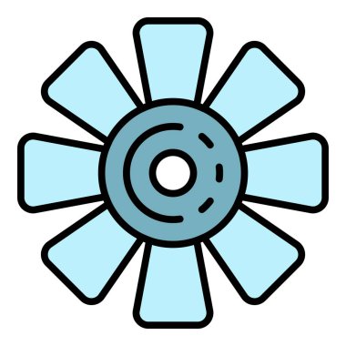 Araba fan simgesi renk ana hatları vektörü