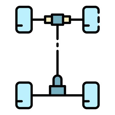 Araba çalışan dişli simgesi renk dış hat vektörü