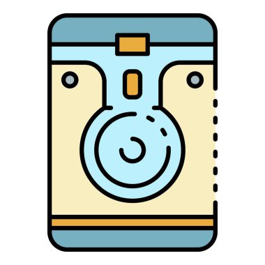 Taşınabilir sabit disk simgesi renk ana hatları vektörü