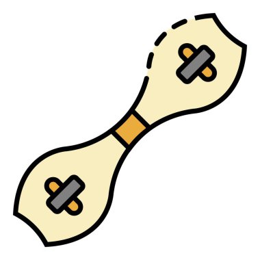 Plastik kaykay simgesi renk ana hatları vektörü