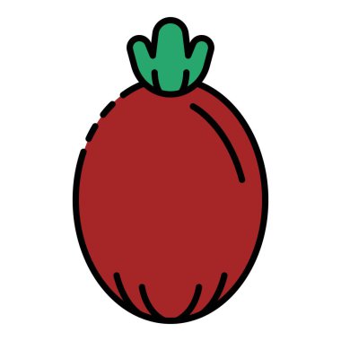 Tüm feijoa simgesi renk ana hatları vektörü