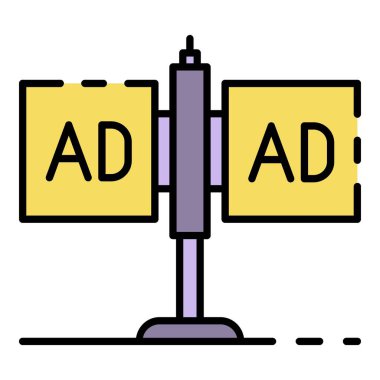 Çift ad sütun simgesi renk dış hat vektörü