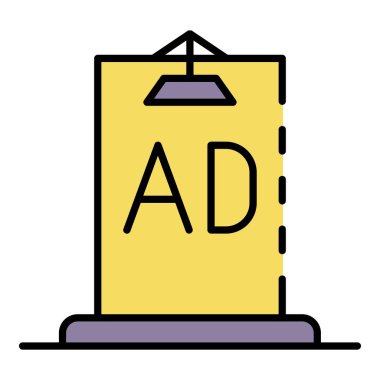 Ad şehri ışıkkutusu simgesi renk ana hatları vektörü