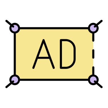 İp başlığı reklam simgesi renk ana hatları vektörü