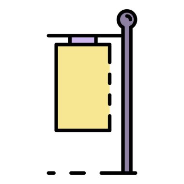 Promo sütun reklam simgesi renk ana hatları vektörü