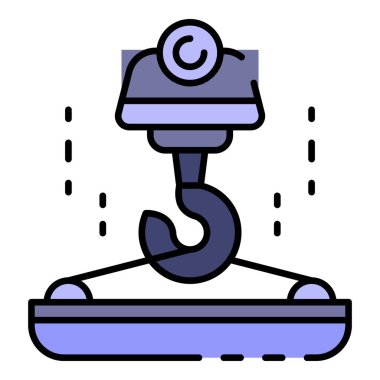 Kanca vinç simgesi renk ana hatları vektörü