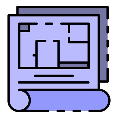 Apartman planı renk ana hatları vektörü