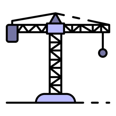 Metal inşaat vinç simgesi renk ana hatları vektörü