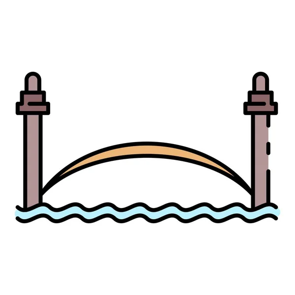 River city bridge icona colore contorno vettore — Vettoriale Stock