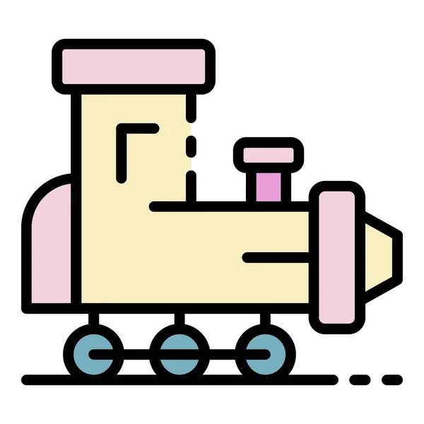 Вектор кольорового контуру піктограми іграшкового поїзда — стоковий вектор
