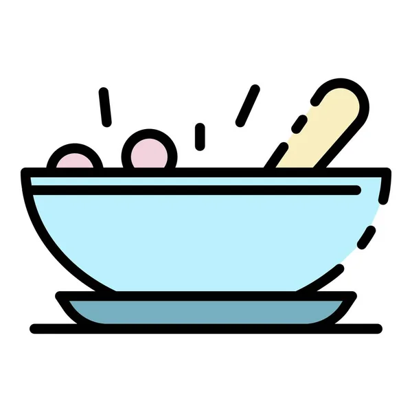 Baby jídlo miska ikona barva obrysu vektor — Stockový vektor