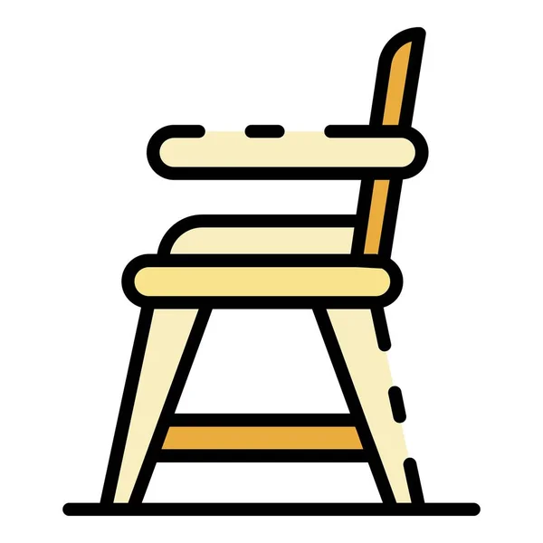 Παιδική καρέκλα τροφίμων εικονίδιο χρώμα διάνυσμα περίγραμμα — Διανυσματικό Αρχείο