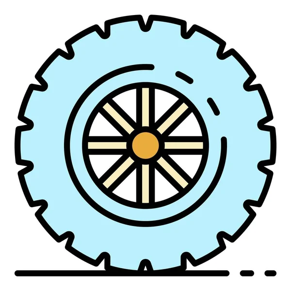 Coche icono de la rueda color contorno vector — Vector de stock