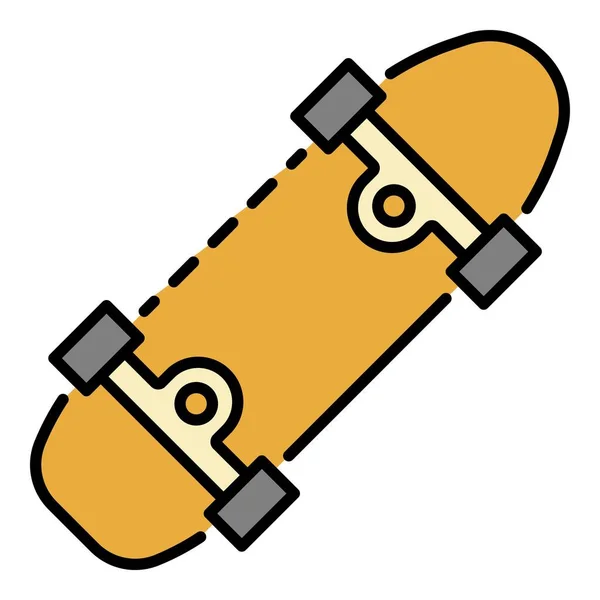 Sport Skateboard Symbol Farbe Umrissvektor — Stockvektor
