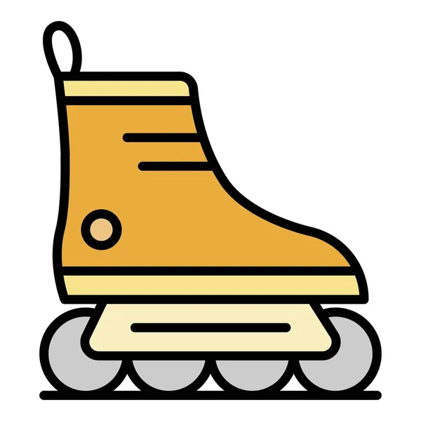 Sport Inlineskates Symbol Farbe Umrissvektor — Stockvektor