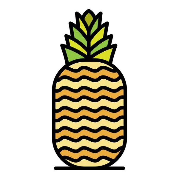 菠萝图标颜色轮廓矢量 — 图库矢量图片