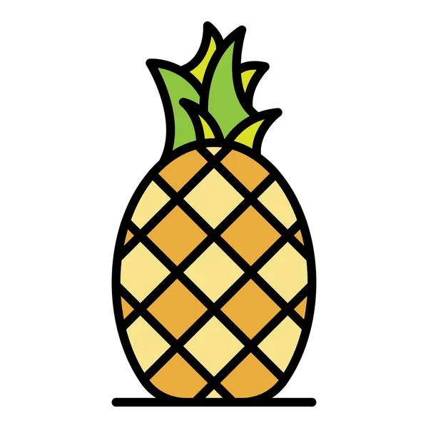 Sabroso icono de piña color contorno vector — Vector de stock