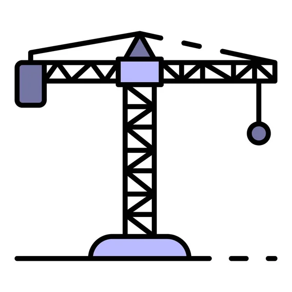 Μεταλλική κατασκευή γερανός εικονίδιο χρώμα περίγραμμα διάνυσμα — Διανυσματικό Αρχείο
