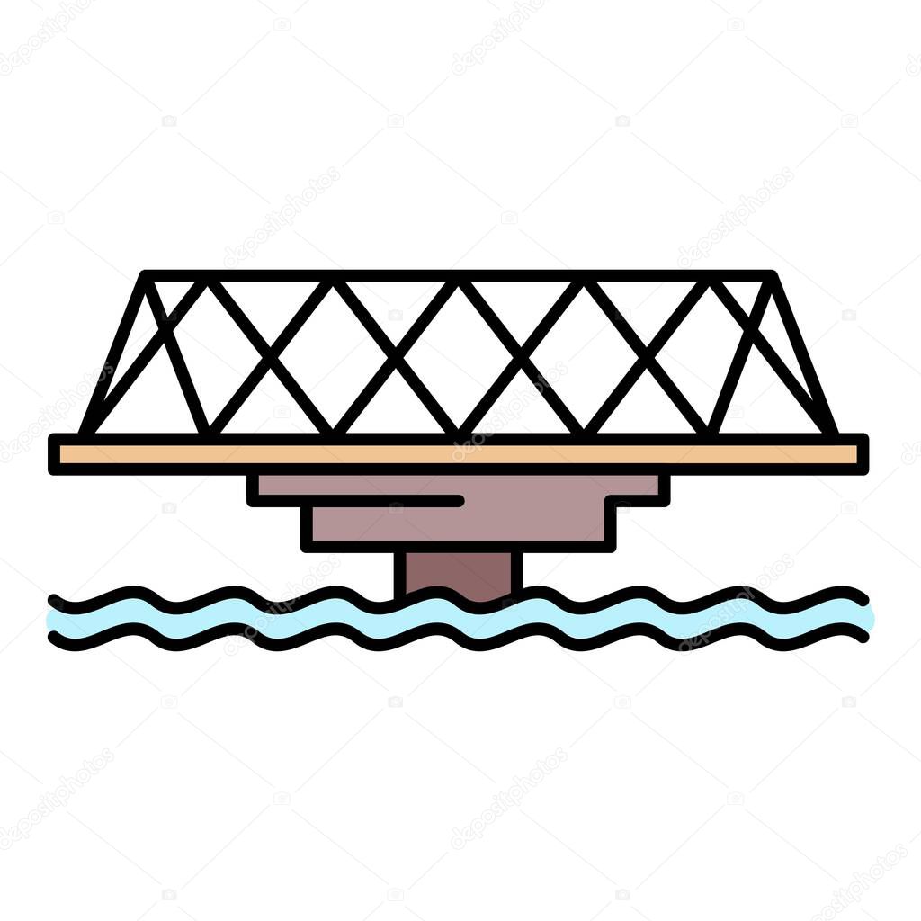 Metal bridge icon color outline vector