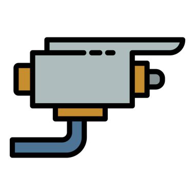 Güvenlik kamerası simgesi renk ana hatları vektörü