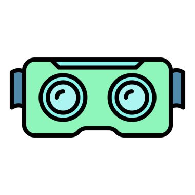 Sanal oyun gözlüğü simge renk ana hatları vektörü