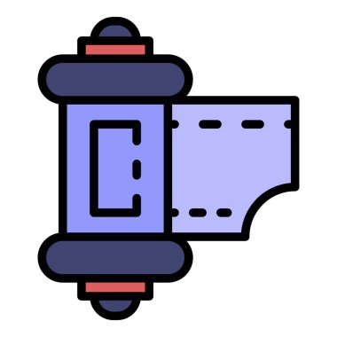 Kamera filmi roll simgesi renk ana hatları vektörü