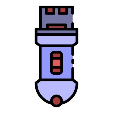 Usb flaş simgesi renk ana hatları vektörü