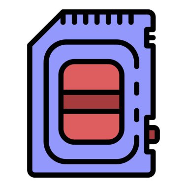 Sd kart simgesi renk ana hatları vektörü