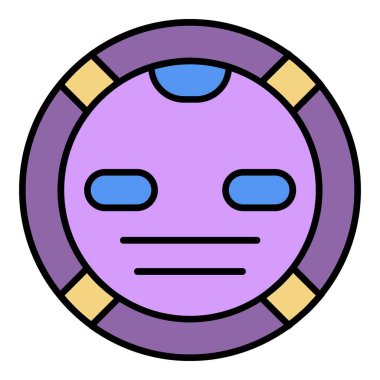 Robot elektrikli süpürge ikonu renk ana hatları vektörü