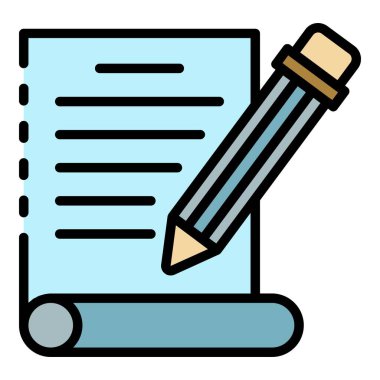 Kalem yaz harf simgesi renk ana hatları vektörü