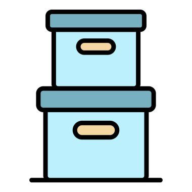 Yığın kutusu simgesi renk ana hatları vektörünü yükle