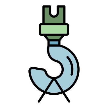 Kanca vinç simgesi renk ana hatları vektörü