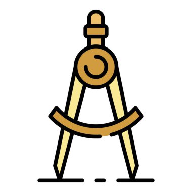 Metal çizim pusula simgesi renk dış çizim vektörü