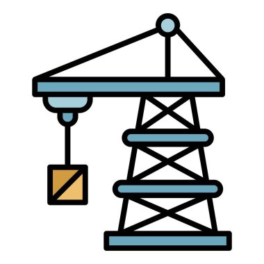 Vinç simgesi renk ana hatları vektörü