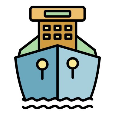 Ön gemi simgesi renk ana hatları vektörü