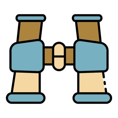 Avcı dürbünü simgesi renk ana hatları vektörü