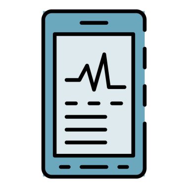 Kalp hızı uygulamaları simge rengi ana hatları vektörü