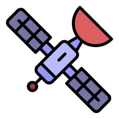 Uydu simgesi renk ana hatları vektörü