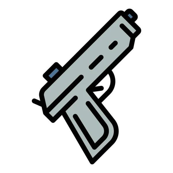 Policía pistola icono color contorno vector — Vector de stock