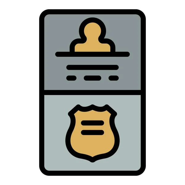 Id tarjeta de policía icono color contorno vector — Archivo Imágenes Vectoriales