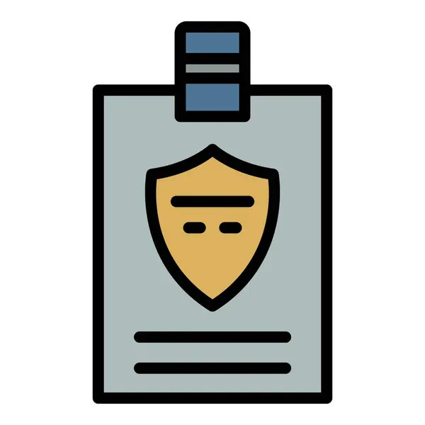 Id badge de police icône couleur contour vecteur — Image vectorielle
