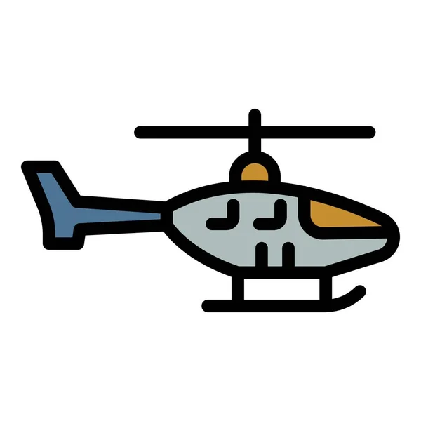 Policía helicóptero icono color contorno vector — Vector de stock